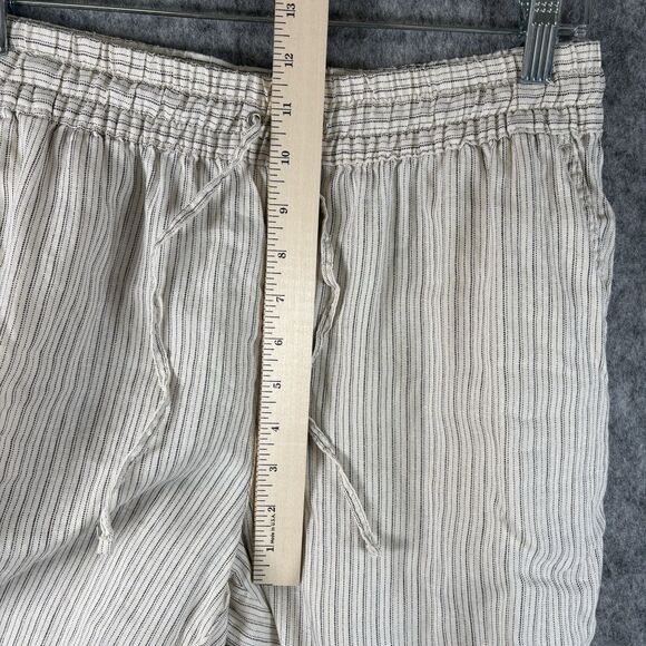 H&M 100% Linen Womens Small Straight Leg Comfort Pull On Stripe Trouser Pants - Picture 3 of 8